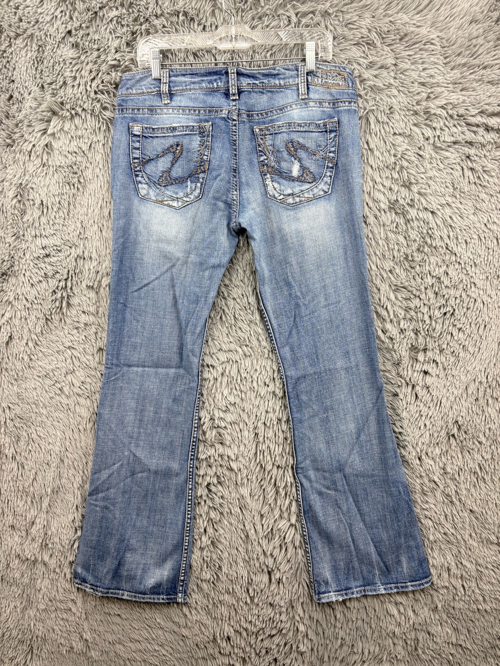 Silver Jeans Womens 32 Blue Twisted Mid Rise Medium Wash Bootcut Plus
